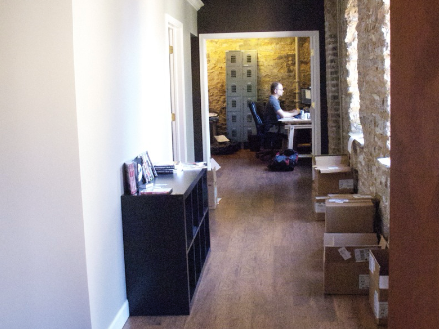 Wes working in the original office