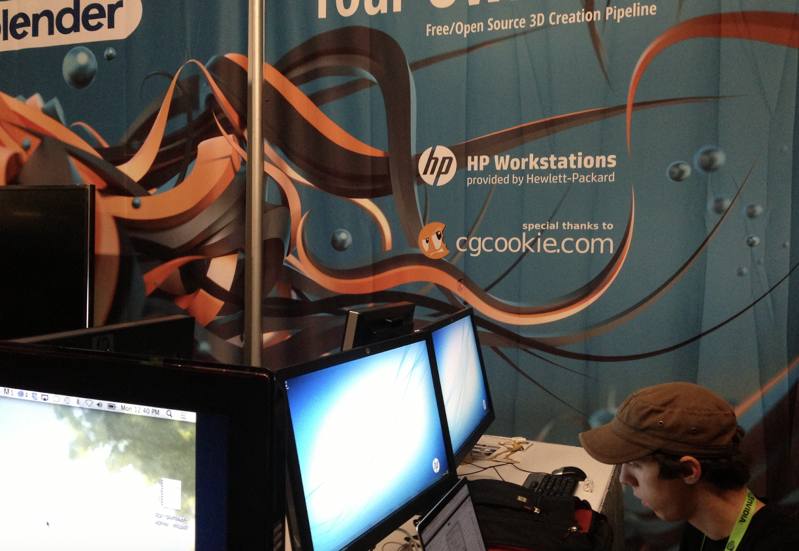 Jonathan testing Blender at SIGGRAPH