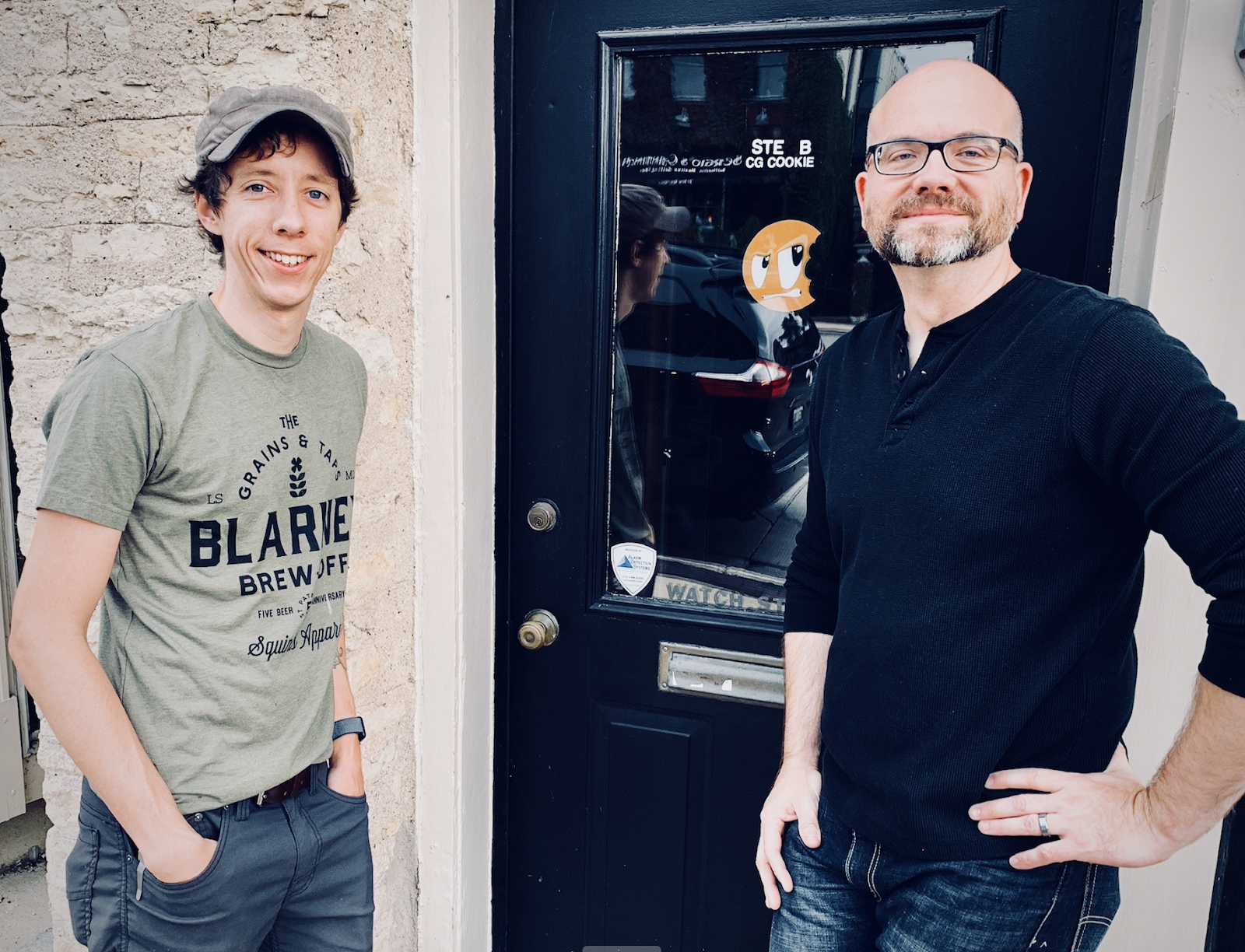 Jonathan and Wes outside of the second CG Cookie studio